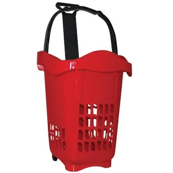 CESTA DE MERCADO MULTIUSO C/RODIZIO VERM 30 LTS