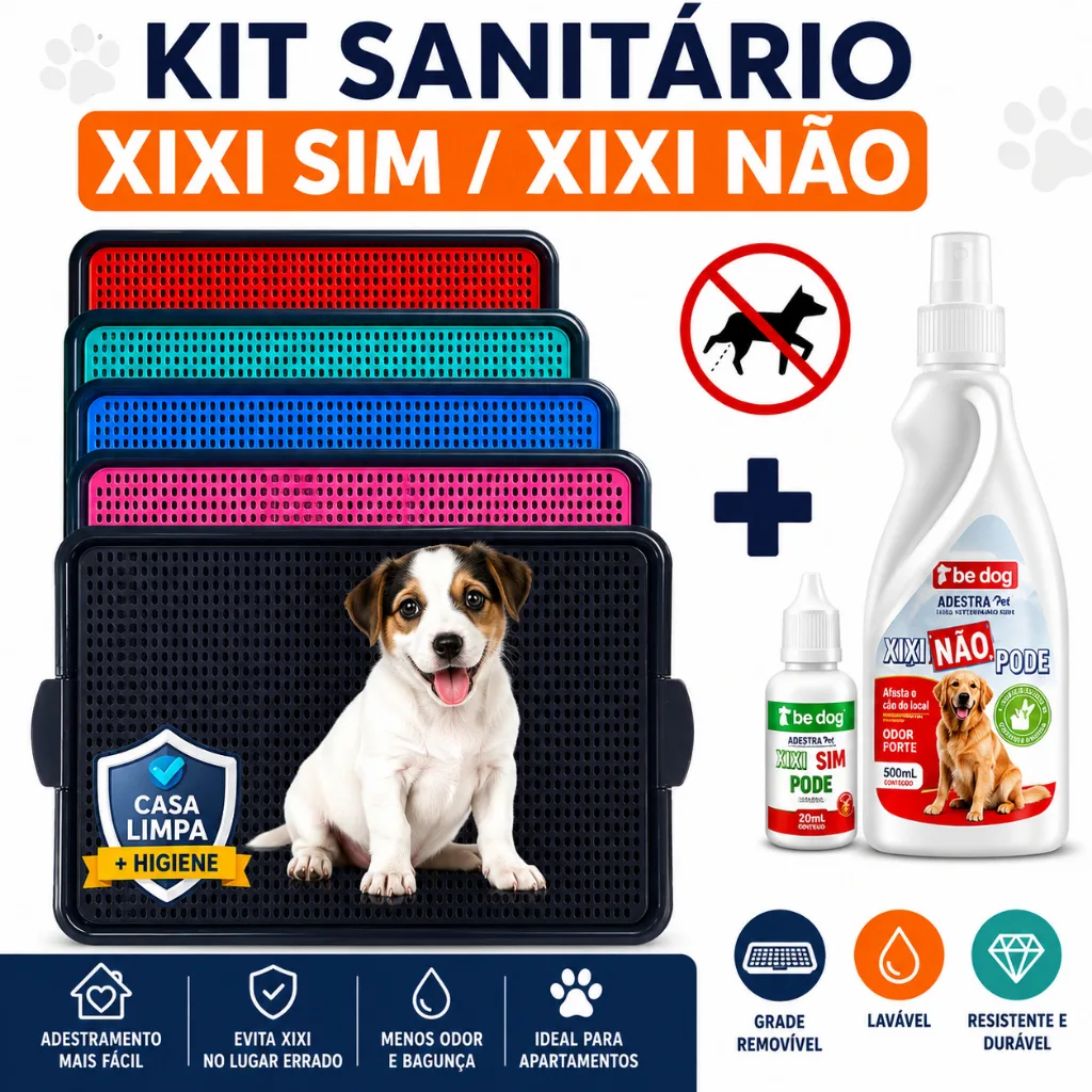 Kit Sanitário Canino Pet + Educador Pet Xixi Sim Pode Xixi Não Pode Tapete Higiênico para Cães