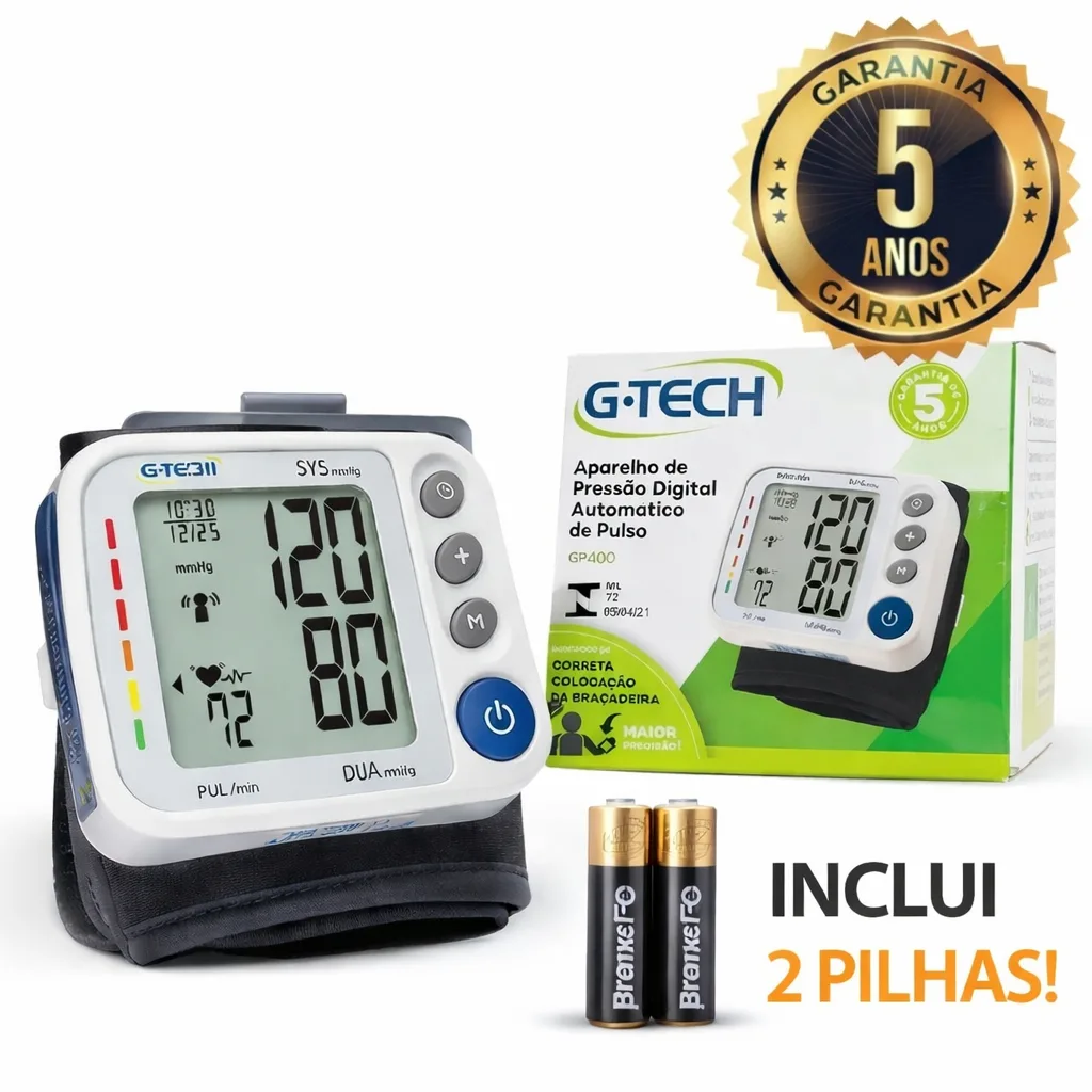 Aparelho de Pressão G-Tech Digital Pulso GP400 Automático + Pilhas