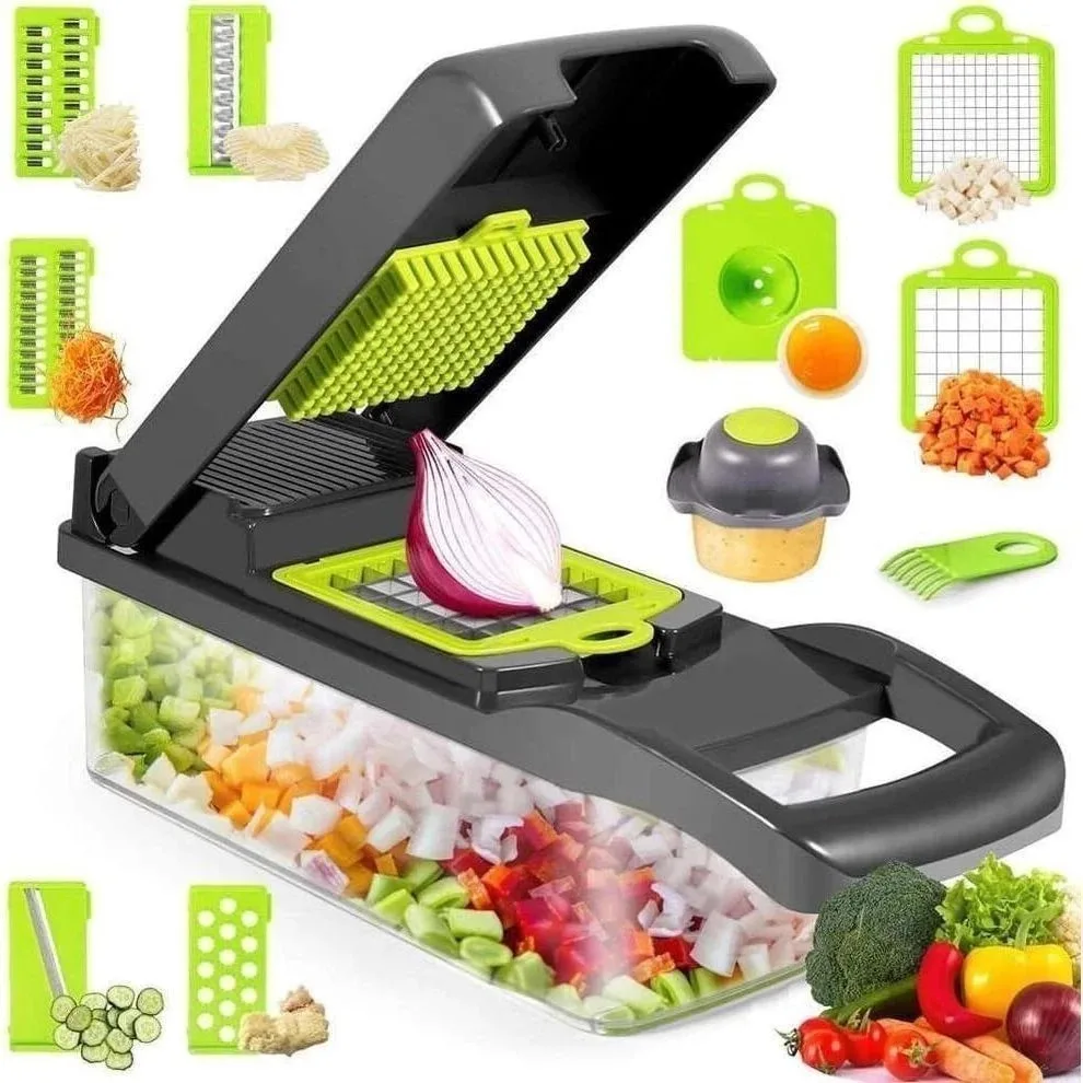 Fatiador de cozinha multifuncional profissional em aço inoxidável 16 em 1/3 em 1 fatiador de vegetais/frutas/legumes
