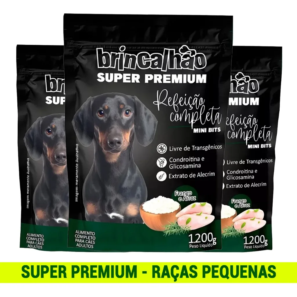 Kit 3 Pacotes de Ração para Cães de Raças Pequenas Premium Especial 3,6kg + Brinde