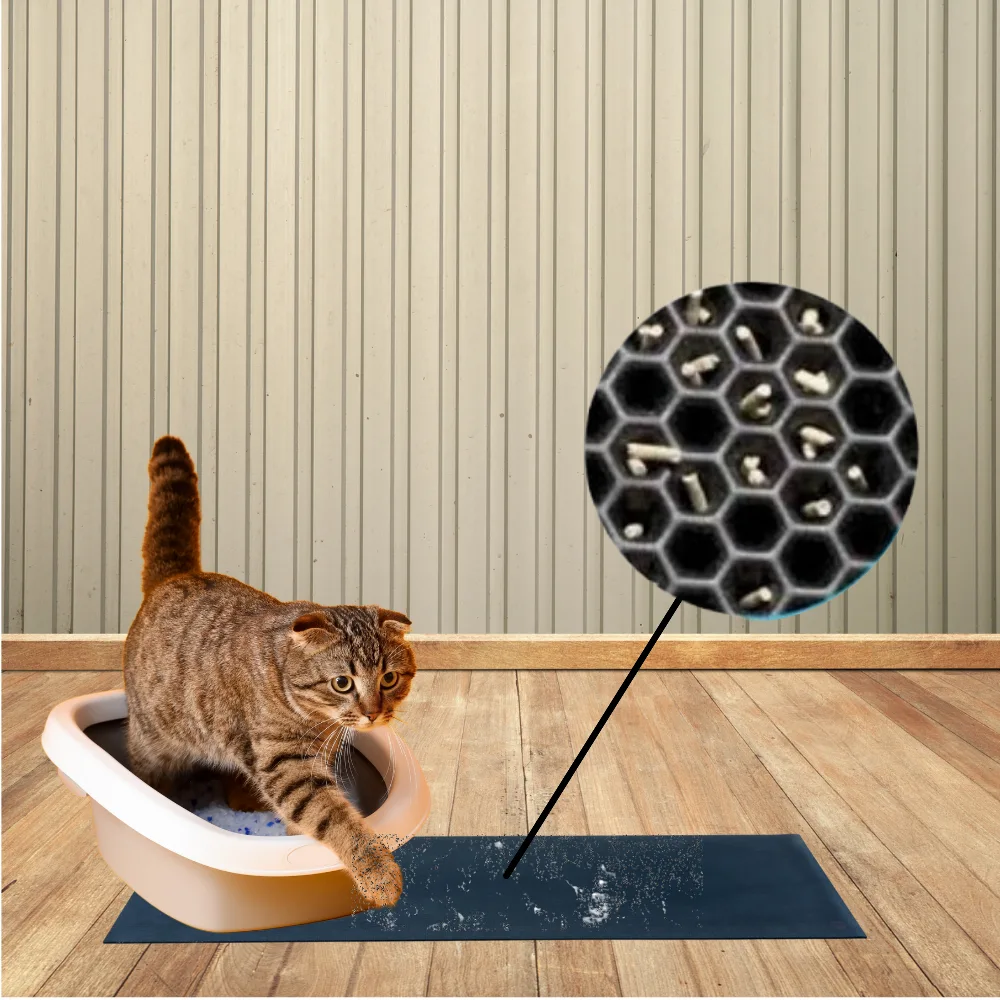 Tapete Coletor de Areia para Gatos Dupla Camada –Retém Sujeira, Antiderrapante, Lavável, Resistente